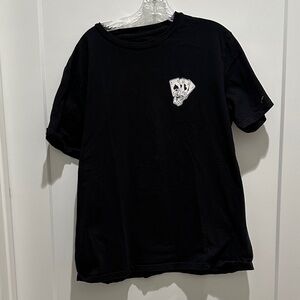 Black Graphic Tee Poker Skull Double Sided - Short Sleeve